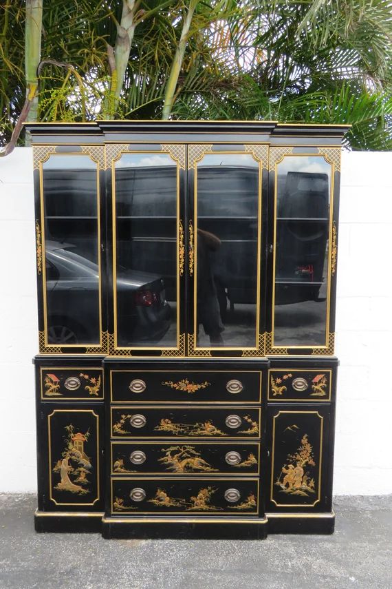 Chinoiserie Hollywood Regency Large China Cabinet Cupboard by | Etsy | Etsy (US)