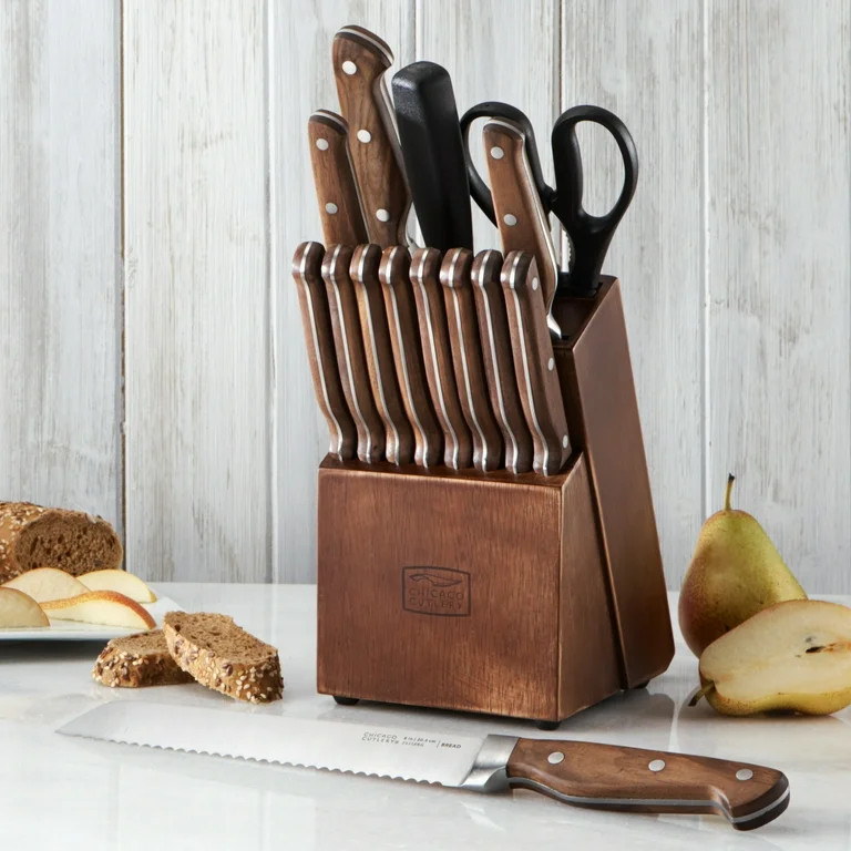 Chicago Cutlery Precision Cut 15-Piece Kitchen Knife Set with Wood Block | Walmart (US)