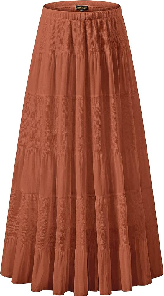 NASHALYLY Women's Chiffon Elastic High Waist Pleated A-Line Flared Maxi Skirts?Perfectly Pale,S? ... | Amazon (US)