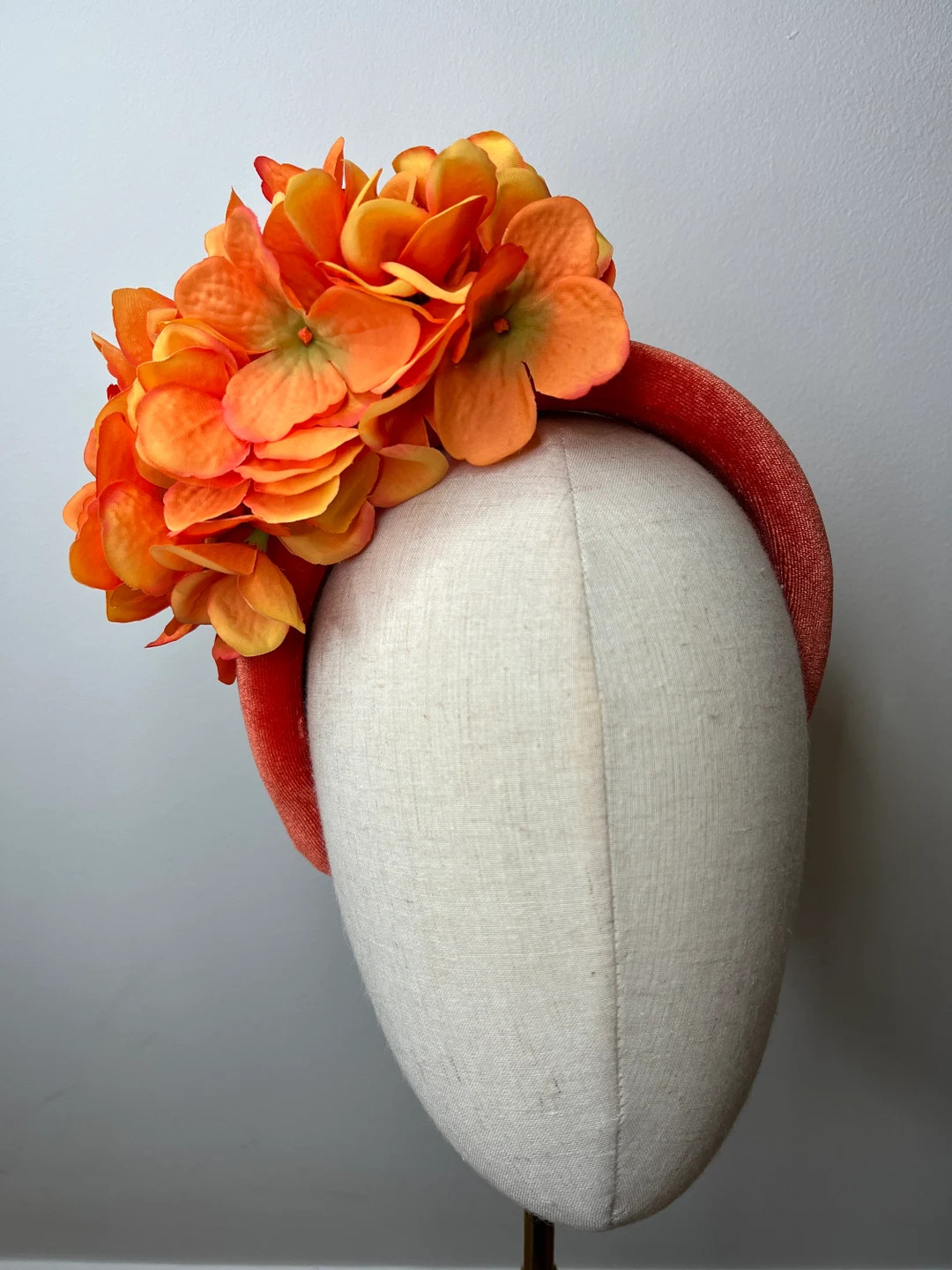 Ombré Orange Hydrangea Headband: Wedding Races Headpiece | Etsy (US)