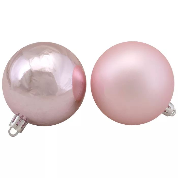 Northlight 60ct Blush Pink Shiny and Matte Shatterproof Christmas Ball Ornaments 2.5" (60mm) | Target