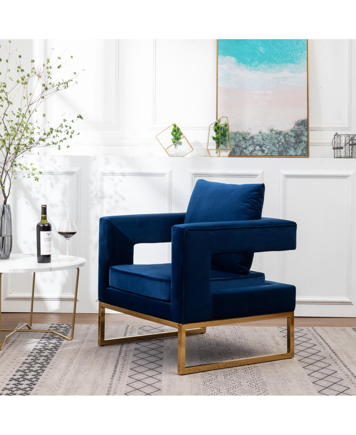 Simplie Fun Contemporary Upholstered Accent Arm Chair, Blue - Blue | Macy's