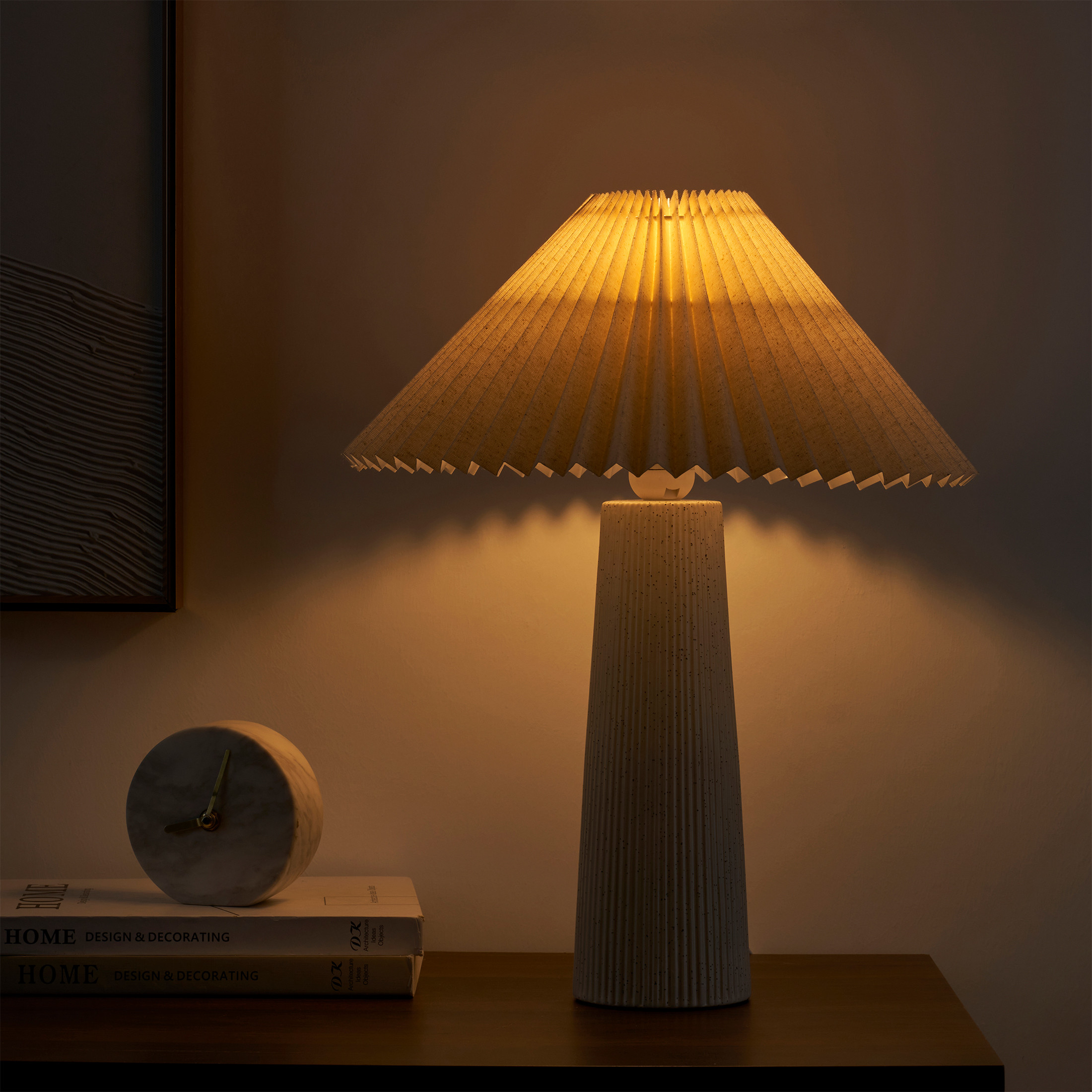 18" Ivory Pleated Shade Ribbed Ceramic Table Lamp - Walmart.com | Walmart (US)