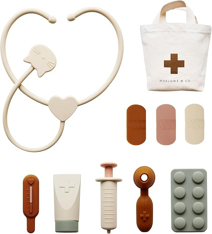 Marlowe & Co Silicone Pretend Play Doctor Kit for Children, 10 Piece Pretend Play Doctor and Vet ... | Amazon (US)