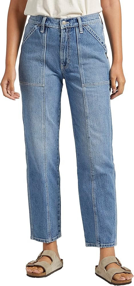 Silver Jeans Co. Women's High Rise Straight Leg Carpenter Jeans | Amazon (US)