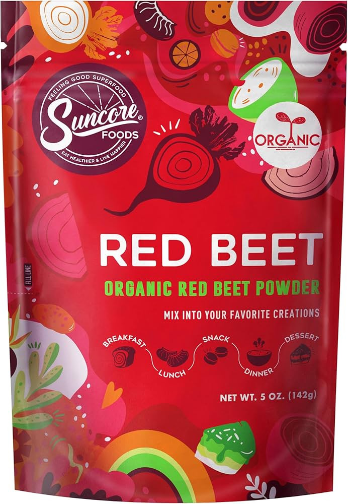 Suncore Foods Organic Red Beet Powder, Red Food Coloring Powder, Gluten-Free, Non-GMO, 5oz (1 Pac... | Amazon (US)