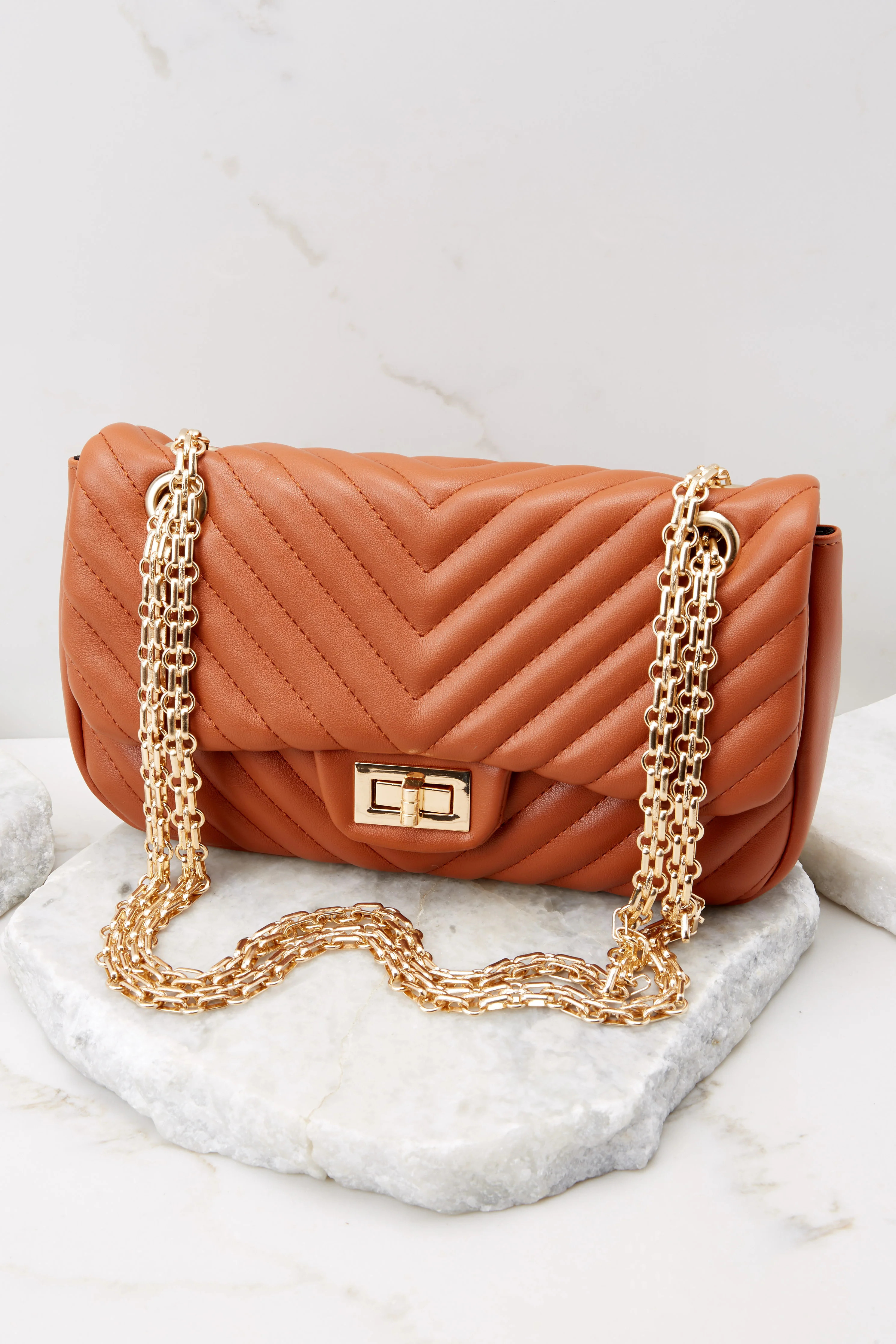 Serious About You Light Brown Chain Bag | Red Dress 