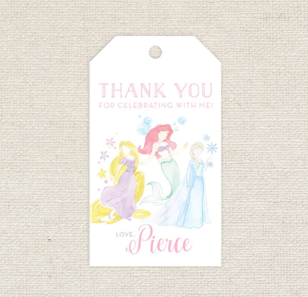 Printable Watercolor Princess Favor Tags // Disney // Rapunzel // Ariel // Elsa // Tag // Gift - ... | Etsy (US)