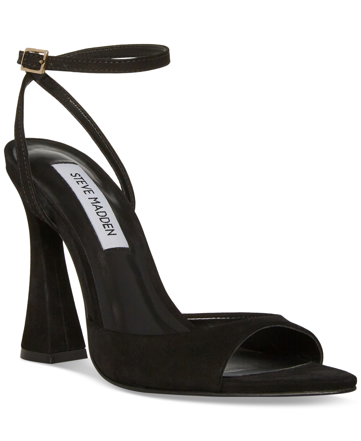 Steve Madden Women's Beki Two-Piece Flare-Heel Sandals - Black Nubuck | Macy's