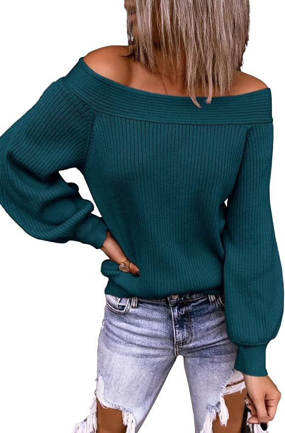 MIROL Women's Off Shoulder Pullover Sweater Solid Color Batwing Long Sleeve Loose Chunky Knit Jum... | Amazon (US)