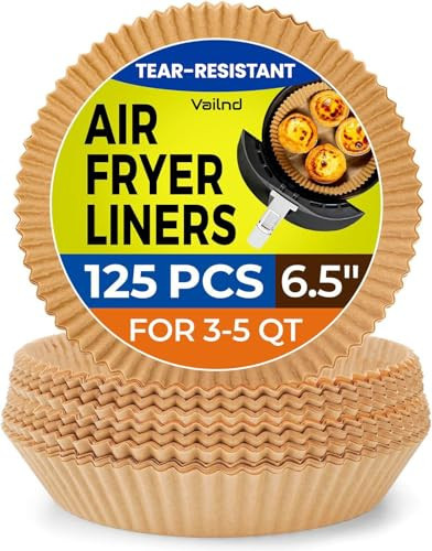 Air Fryer Paper Liners: 125Pcs Air Fryer Liner Disposable, Oilproof Waterproof Airfryer Parchment Paper Baking Liner Round Basket(6.5inch) | Amazon (US)