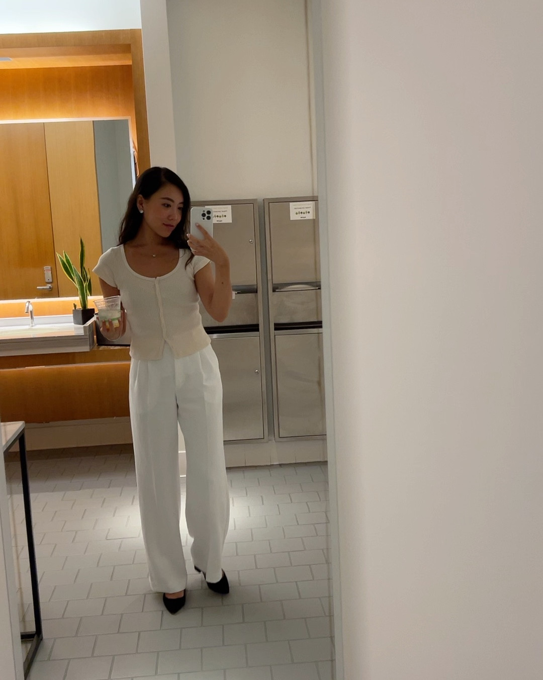 Summer casual work fit :) Light tee (size S - H&M is similar) & linen wide legs pants (size 2) for summer! Also comfy little pumps! 

#LTKSummerSales #LTKWorkwear #LTKFindsUnder100