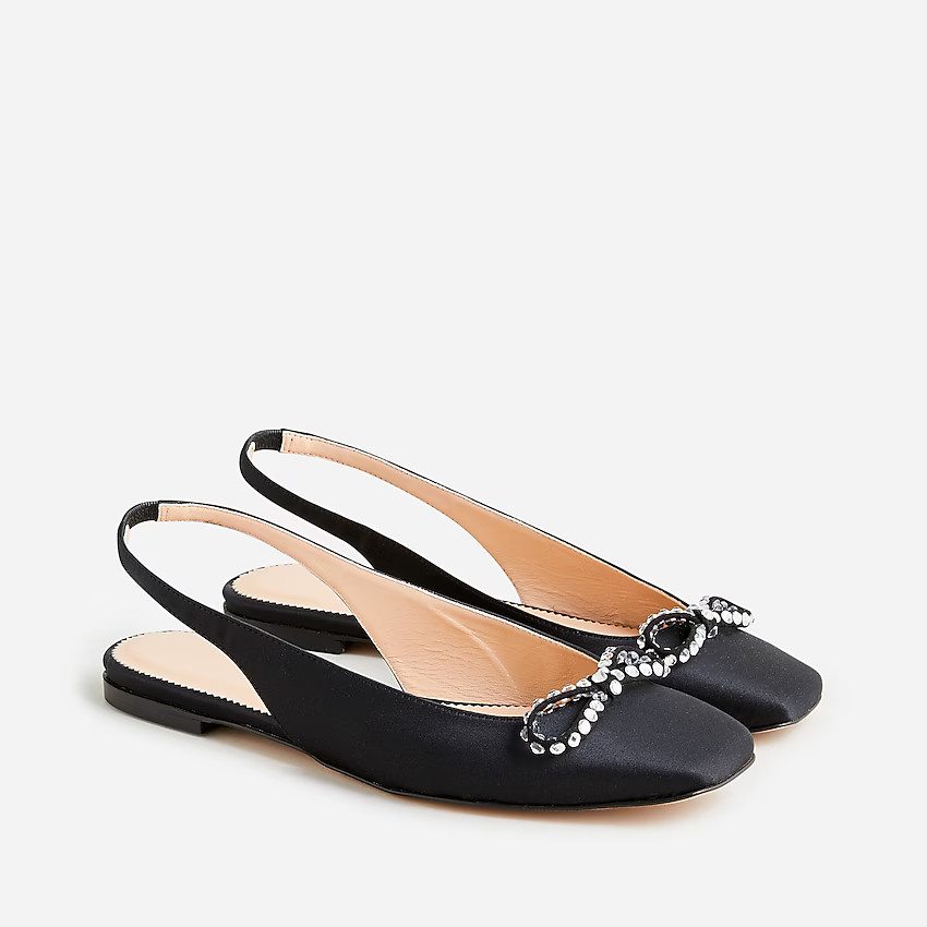 Anya slingback flats with bow | J. Crew US