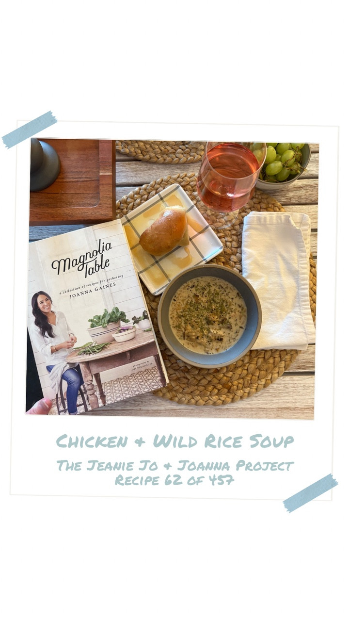 Maybe comfort isn’t found in big moments after all. Maybe it’s simmering quietly on the stove, filling the kitchen with the kind of warmth that smells like home.

Inspired by Julie & Julia, I’m cooking my way through Magnolia Table Volumes 1, 2, and 3. I’m calling it The Jeanie Jo & Joanna Project. Recipe 62 of 457 is Chicken and Wild Rice Soup—and here’s how it turned out.

The broth was rich and soothing, the chicken tender, the wild rice earthy and grounding. Each spoonful felt like a hug you could taste, steady and familiar. It’s the kind of soup that makes you linger at the table a little longer, because leaving it feels too much like leaving home.

395 Recipes to go! 
Gracefully yours,
🫶🏻 Jeanie Jo

#thejeaniejoandjoannaproject #MealAndGrace @joannagaines @magnolia #magnoliatablecookbook #magnoliatable #magnoliacookbook #joannagaines #cookbookchallenge #magnoliatablevolume2 @magnoliatable @visitmagnolia #visitmagnolia #sincerelyfood #sincerelyrandalls #magnoliatablevolume3
#magnoliatablerecipes

#LTKFindsUnder50 #LTKHome #LTKFindsUnder100