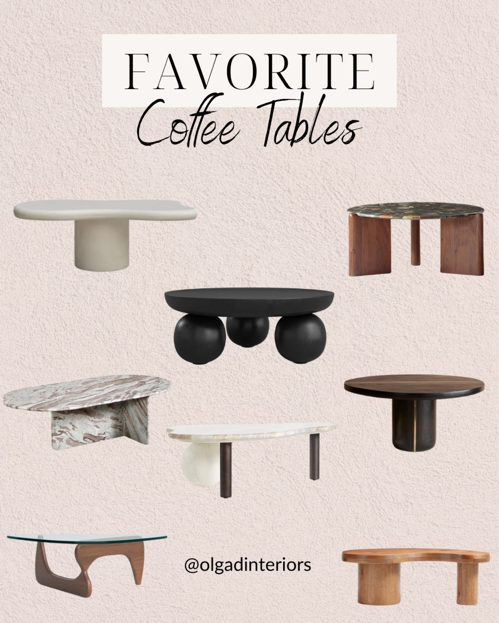 My favorite coffee tables, marble coffee table, glass coffee table, affordable coffee table, Noguchi-style coffee table, organic modern, sculptural table. 

#LTKStyleTip #LTKSeasonal #LTKHome