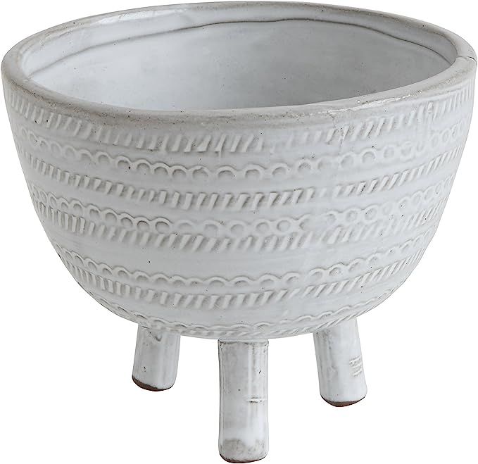Creative Co-Op DA8432 Decorative White Embossed Terracotta Pot | Amazon (US)