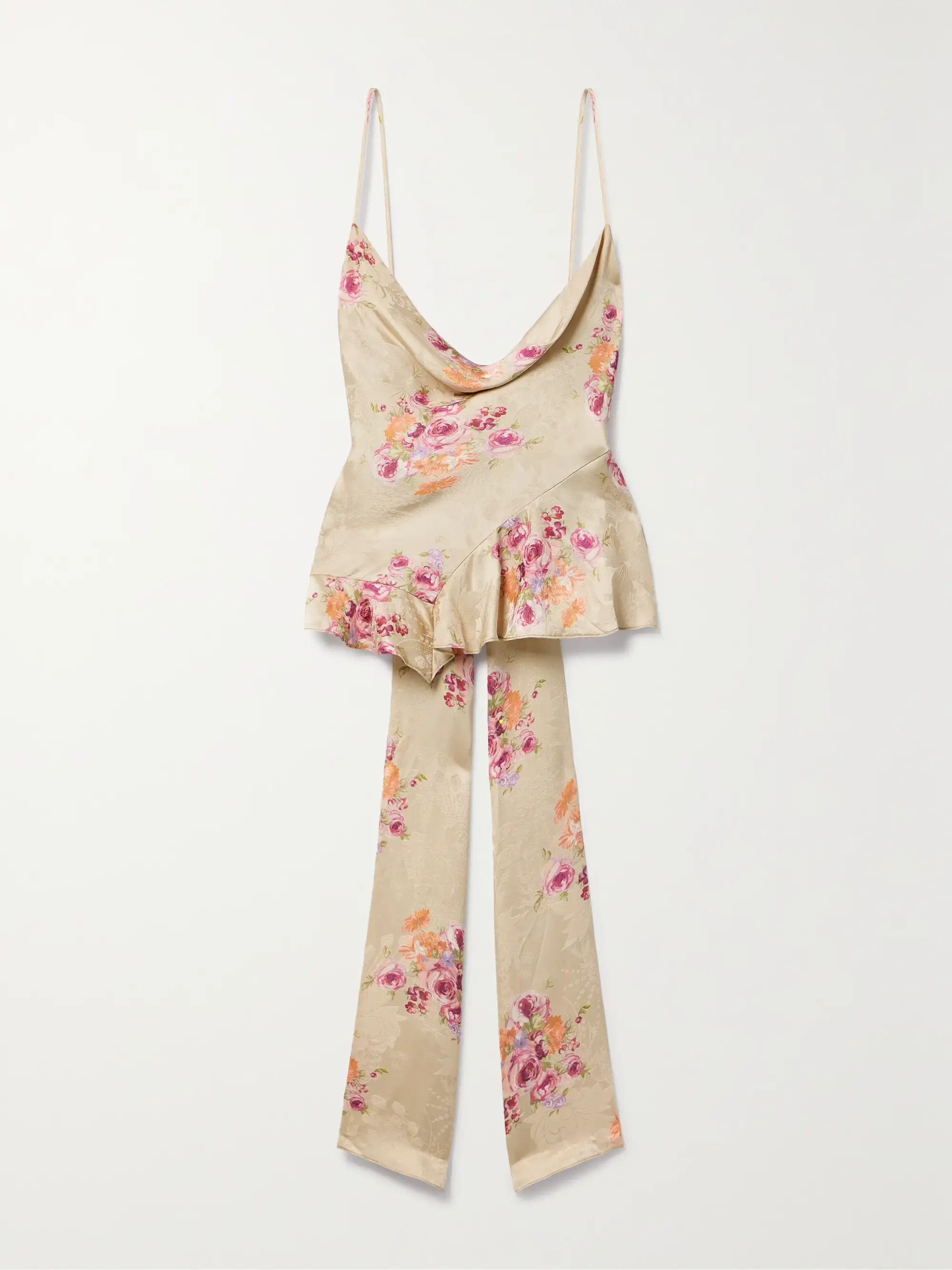 Valetta ruffled floral-print satin-jacquard camisole | NET-A-PORTER APAC