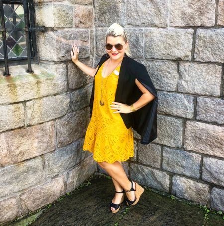 Love a great lace dress and in this mustard color just elevates it! The cape blazer is also a staple of mine. 

#LTKstyletip #LTKFind #LTKwedding