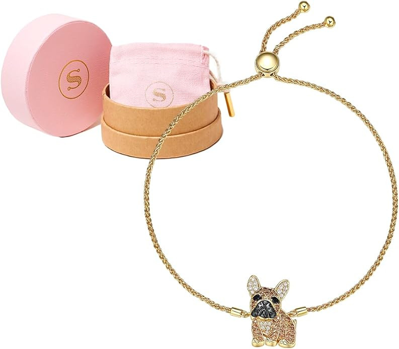 SCAMPER & CO Dog Breed Cubic Zirconia & Black Spinel Puppy Charm Bracelets for Women - Premium Pl... | Amazon (US)