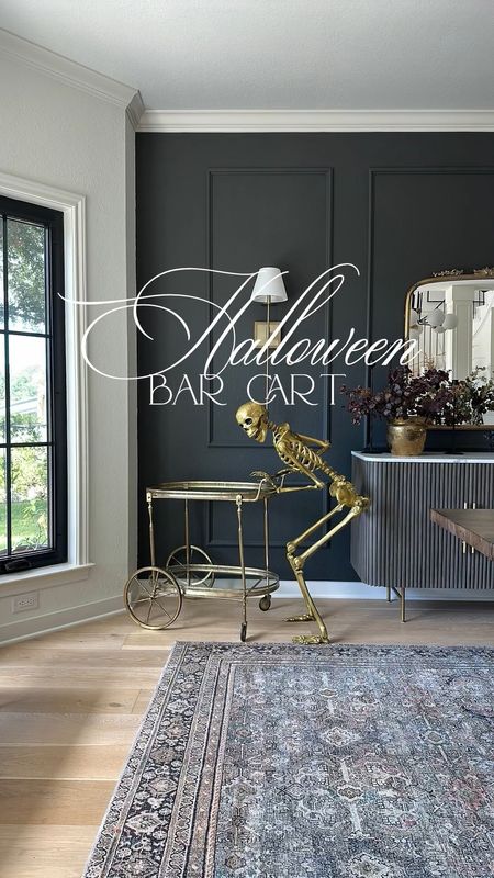 Halloween bar cart styling from Amazon in my dining room! I couldn’t resist using this gold skeleton again 💀 Only $40 and still in stock! And I finally found a similar gold bar cart (mine is vintage) to link for you! 

#LTKfindsunder50 #LTKHalloween #LTKhome