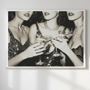 Vintage Martini Cocktail Print Black and White Glam Bar Wall Art Old Hollywood Party Photography ... | Etsy (Global)
