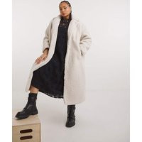 Cream Teddy Maxi Coat | Simply Be (UK)