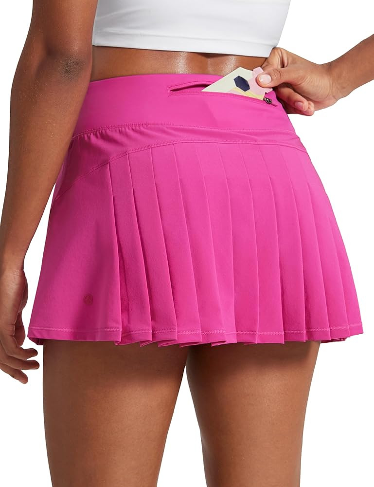 CRZ YOGA Women's Quick Dry Pleated Tennis Skirts Mid Waisted Cute Athletic Workout Running Sports... | Amazon (US)