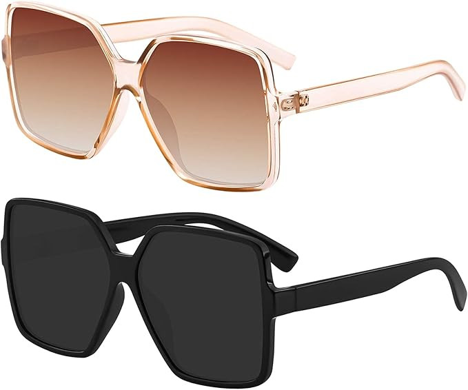 GRFISIA Square Oversized Sunglasses for Women Men Flat Top Fashion Shades | Amazon (US)