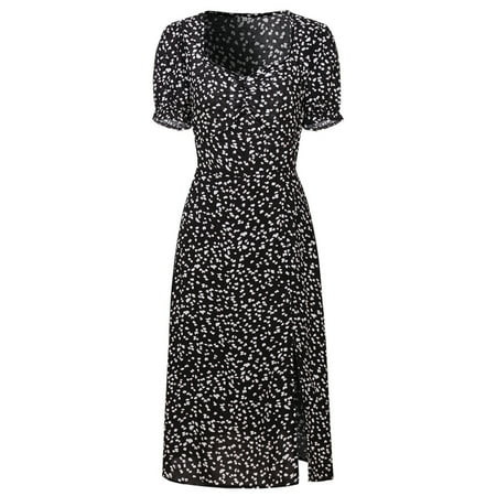 Short Sleeve Floral Dress High Waist Women＇s Fashion Skirt | Walmart (US)