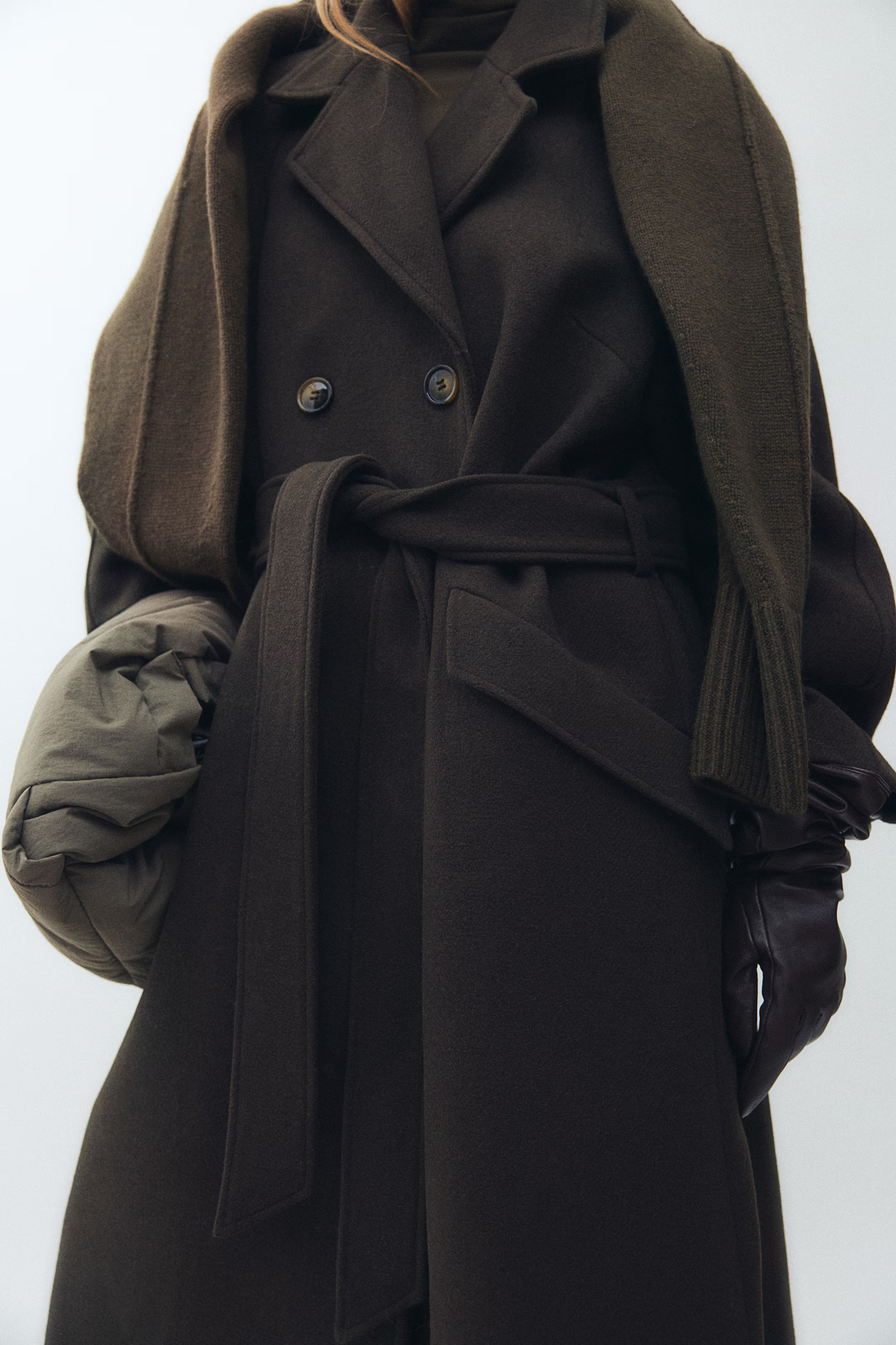 Tie-belt coat - Dark khaki green - Ladies | H&M GB | H&M (UK, MY, IN, SG, PH, TW, HK)
