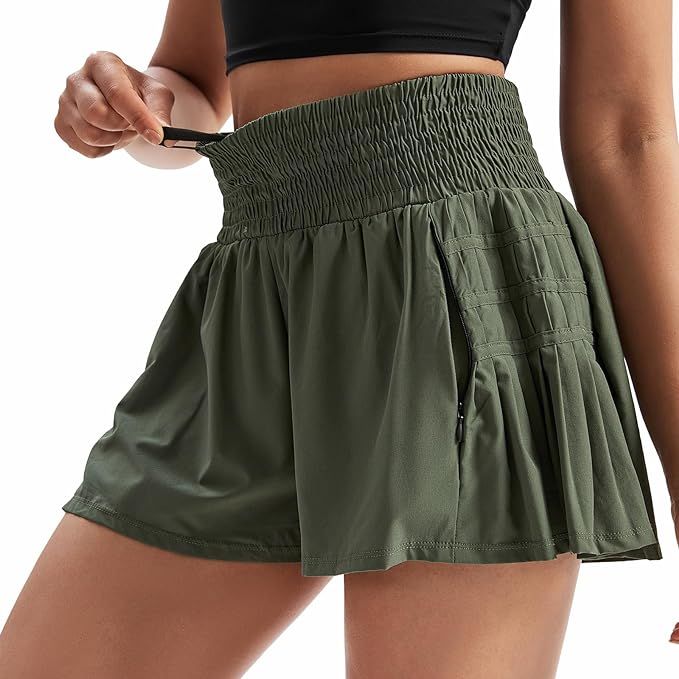 Toflowytour Flowy Athletic Shorts for Women Gym Yoga Workout Running Pleated Tennis Skirts High W... | Amazon (US)
