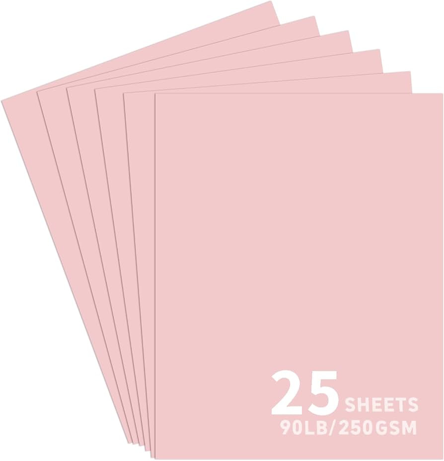25Sheets Light Pink Cardstock Paper, 8.5 x 11 Card stock for Cricut, Thick Construction Paper for... | Amazon (US)