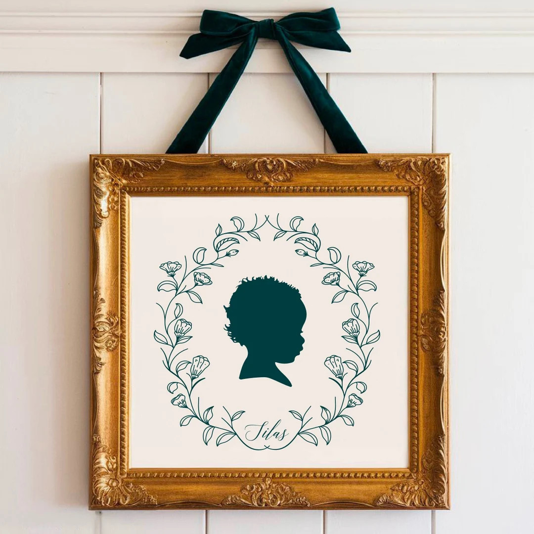 Custom Silhouette Portrait From Photo | Personalized Christmas Gift Silhouette Child's Portrait C... | Etsy (US)