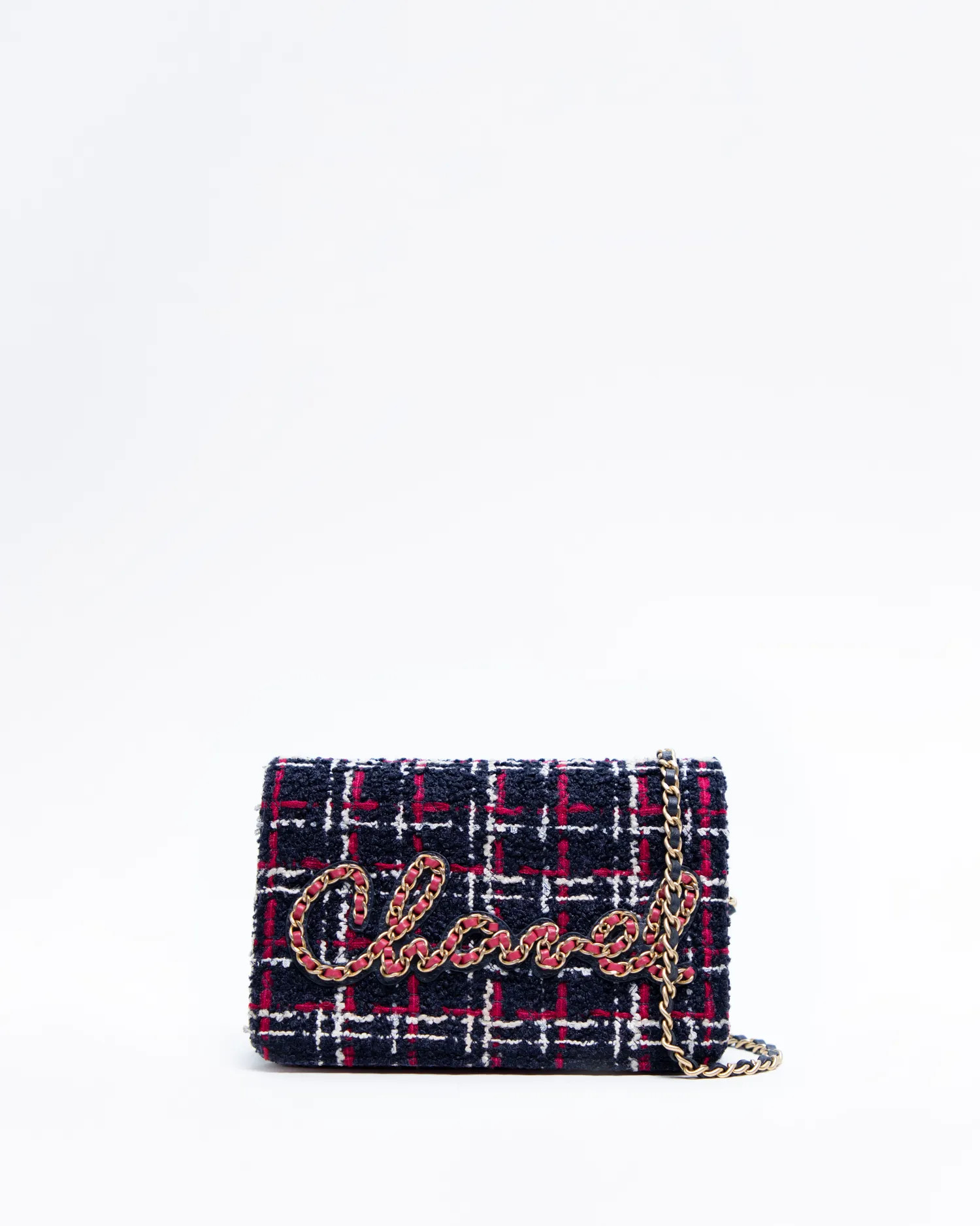 Tweed Quilted Script Wallet on a Chain | Vivrelle