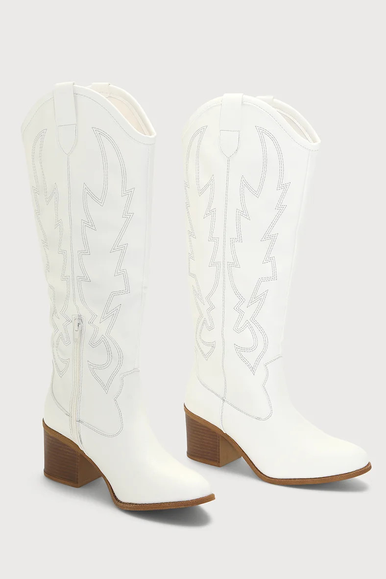 Upwind White Western Knee High Boots | Lulus (US)