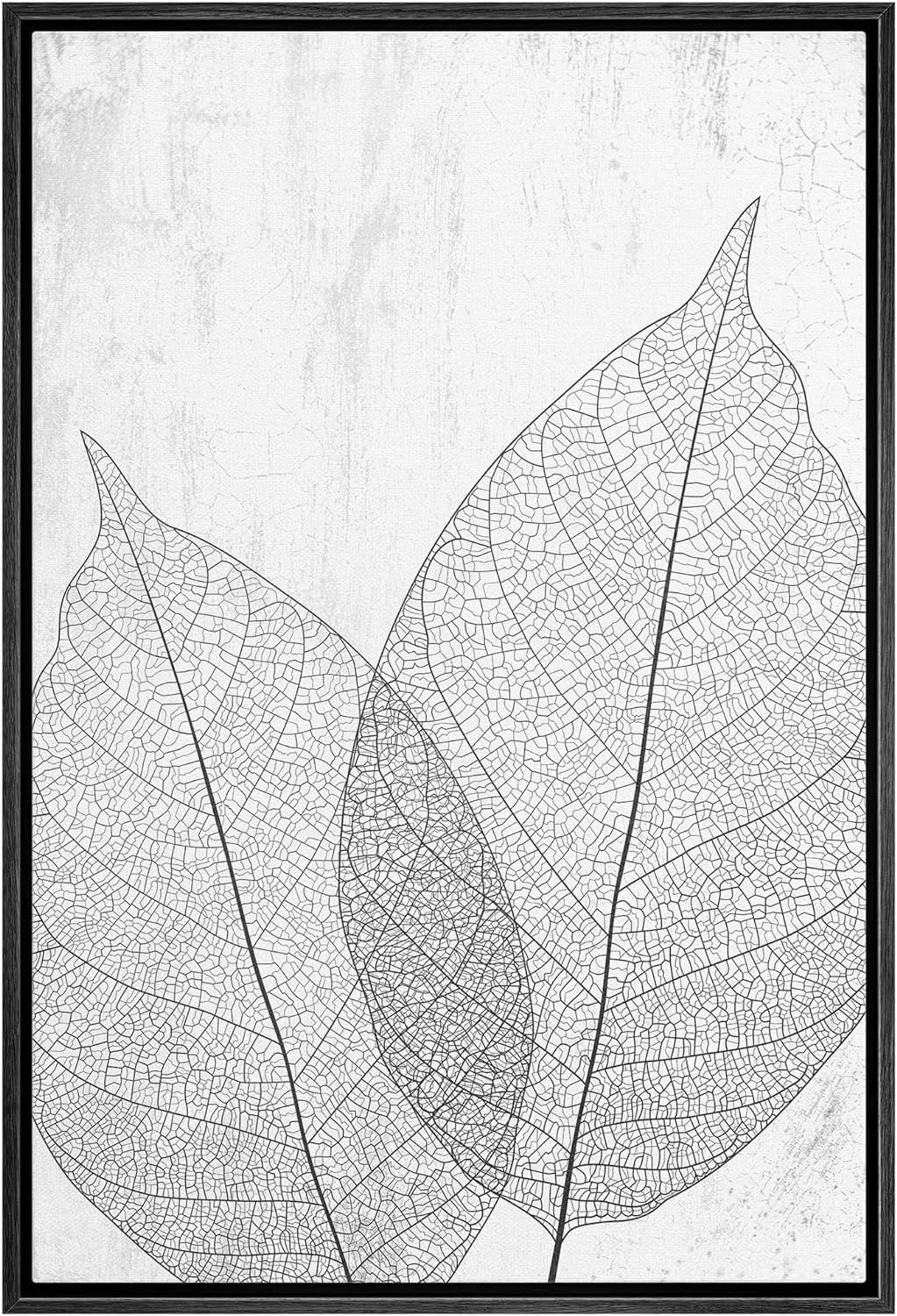 wall26 Framed Canvas Print Wall Art Black White Forest Leaf Silhouette Duo Nature Wilderness Digi... | Amazon (US)