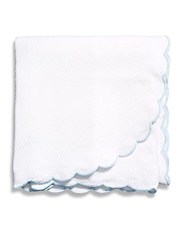 Belle Epoque ISASBEL Embroidered Scalloped Light Blue Queen Coverlet, White | Amazon (US)