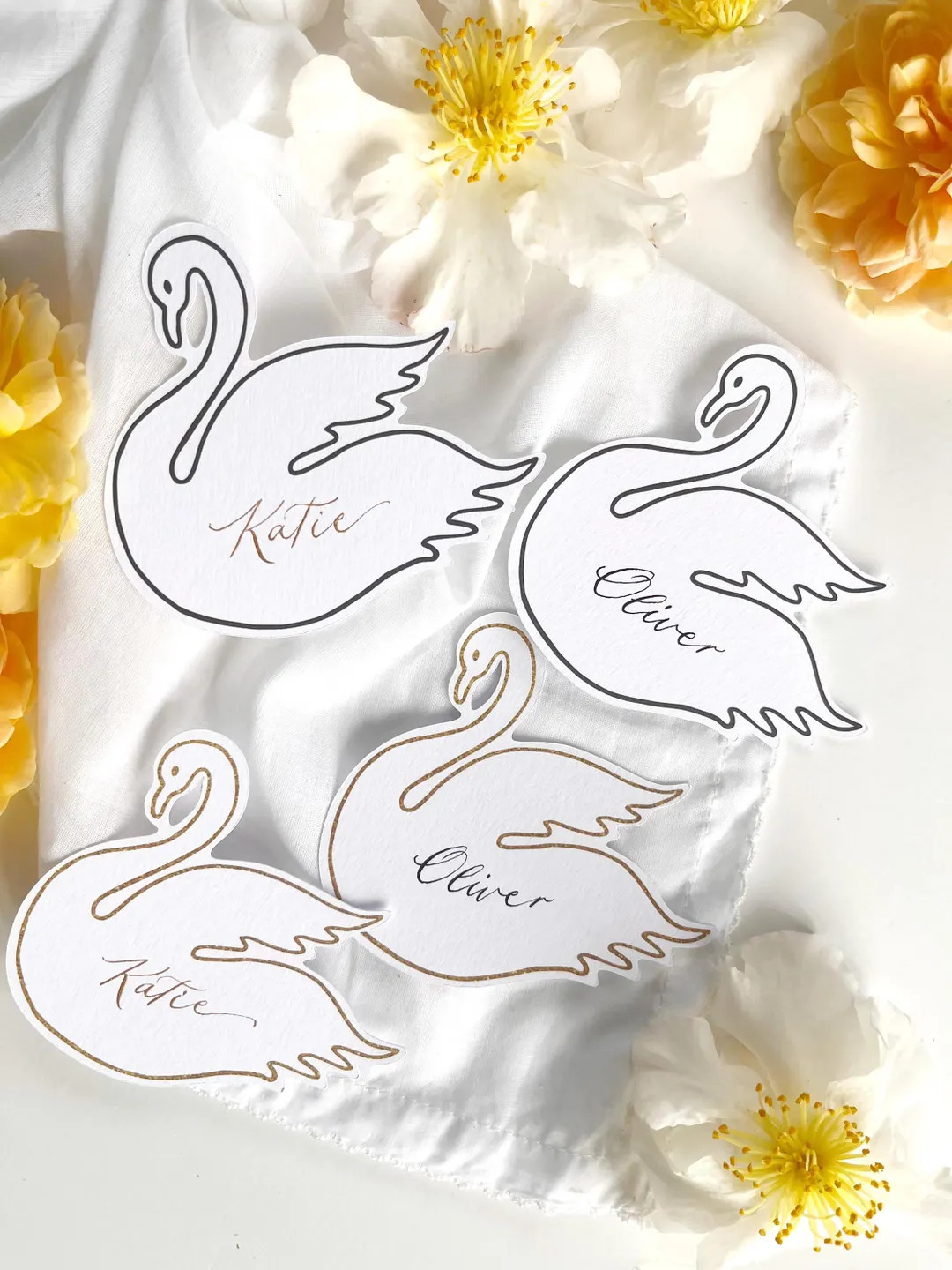 Swan Place Cards: Personalized Calligraphy, Elegant Wedding Decor - Etsy | Etsy (US)