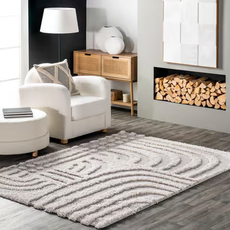 Beige Zaylee Shag Waves Area Rug | Rugs USA