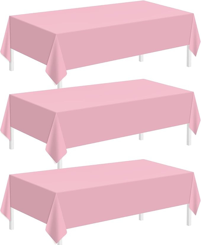 Childom 3 Pack Pink Plastic Tablecloth for Rectangle Tables 54" x 108" Pink Disposable Table Clot... | Amazon (US)