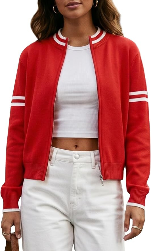EXLURA Women Long Sleeve Zip Up Cardigan Sweaters Fall Lightweight Casual Jackets Trendy Cropped ... | Amazon (US)