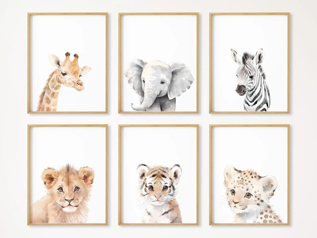 Safari Nursery Decor, Set of 6, Safari Nursery Prints, Boho Nursery Wall Art, Safari Baby Animal ... | Etsy (US)