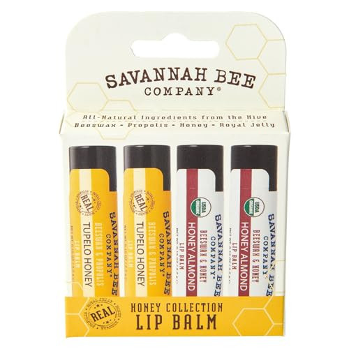 Savannah Bee Lip Balm Collection - Nourishes Dry Lips for All Day Comfort - 2x Tupelo Honey & 2x Honey Almond | Amazon (US)
