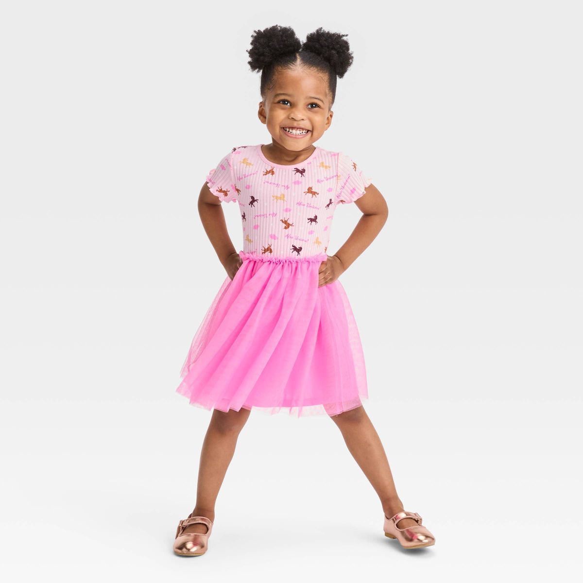 Toddler Girls' Afro Unicorn Tulle Dress - Pink | Target