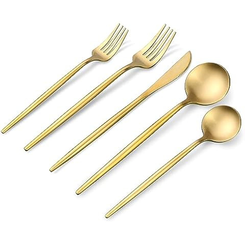 Matte Gold Silverware Set 30 Pieces, FAMEWARE Stainless Steel Flatware Set，Service for 6，Kitc... | Amazon (US)