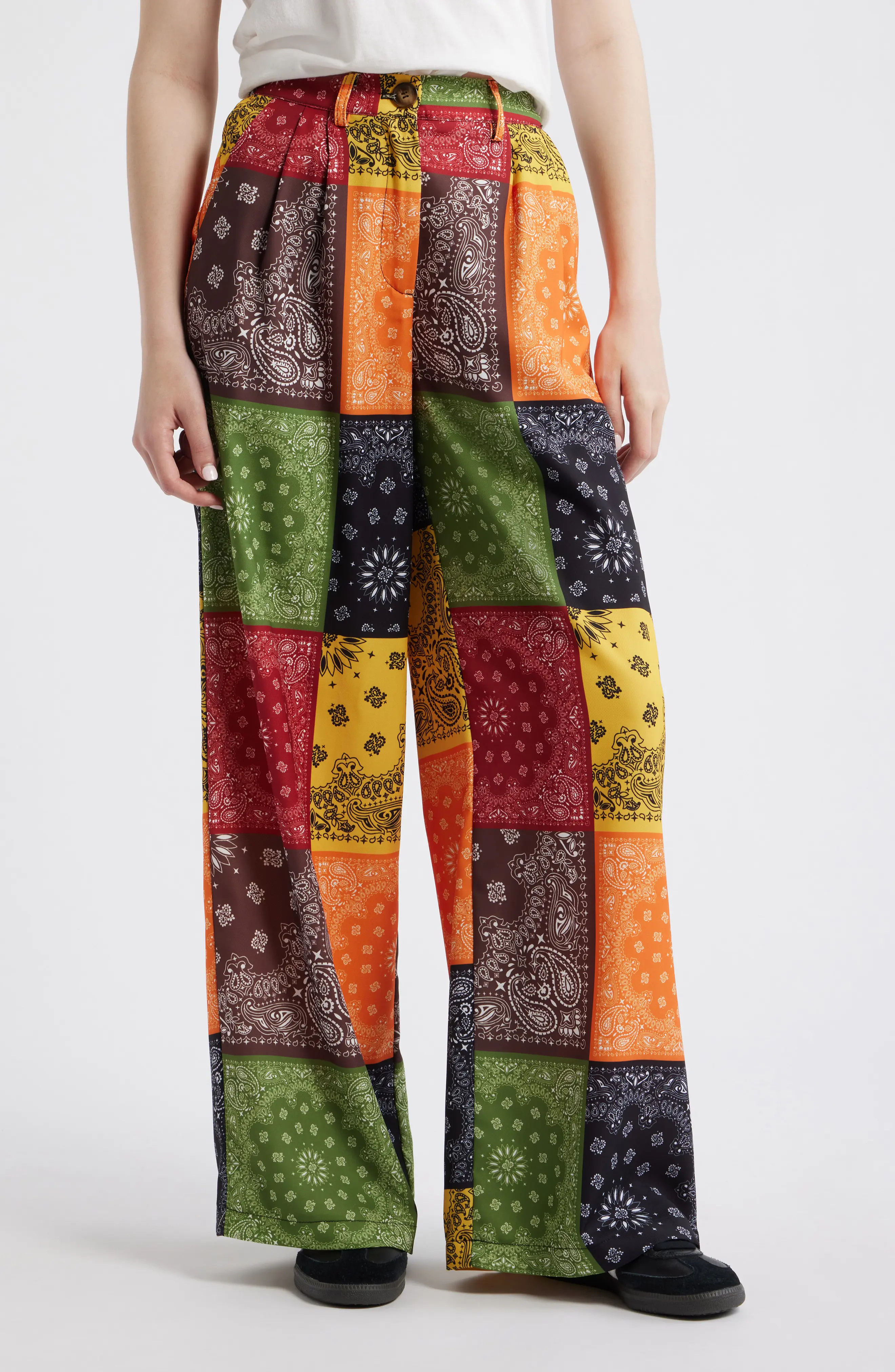Dressed in Lala Never Taking These Off Colorblock Bandana Wide Leg Pants (Women) | Nordstrom | Nordstrom