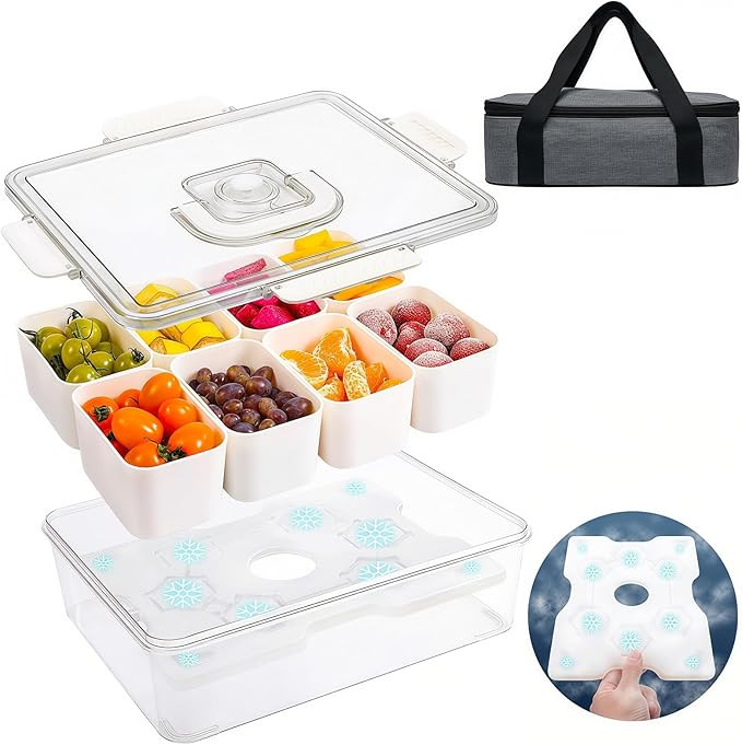 Chilled Snackle Box Container, Snacklebox with Reusable Ice Pack, Beach Essentials Insulated Bag ... | Amazon (US)