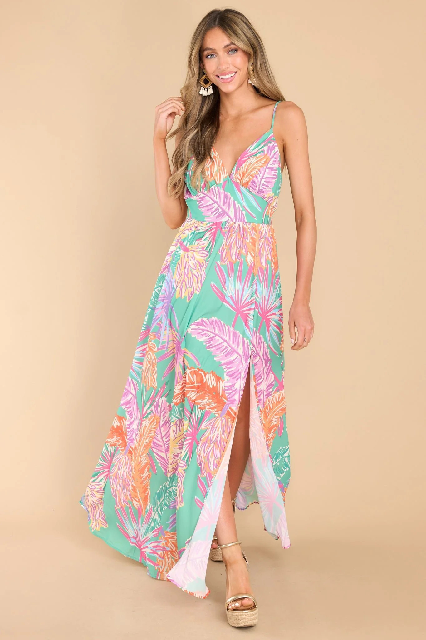Fun Times Ahead Green Multi Print Maxi Dress | Red Dress 
