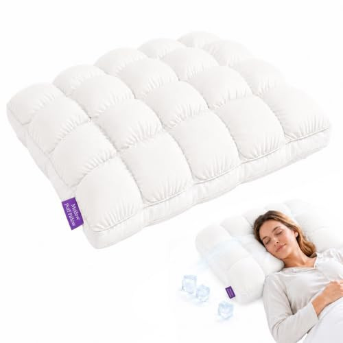 Mellow Puff Pillow, Mellow Puff Cooling Pillow for Sleeping, Fluffy Cloud Pillow with Ice-Silk Touch, Breathable Quilted Grid Design, for Side and Back Sleepers, Machine Washable (White) | Amazon (US)