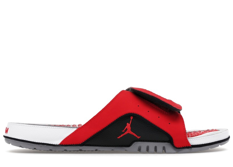 Men's Jordan Hydro 4 Retro Slide Toro Bravo Sneakers in Fire Red/Black/Cement Grey | StockX